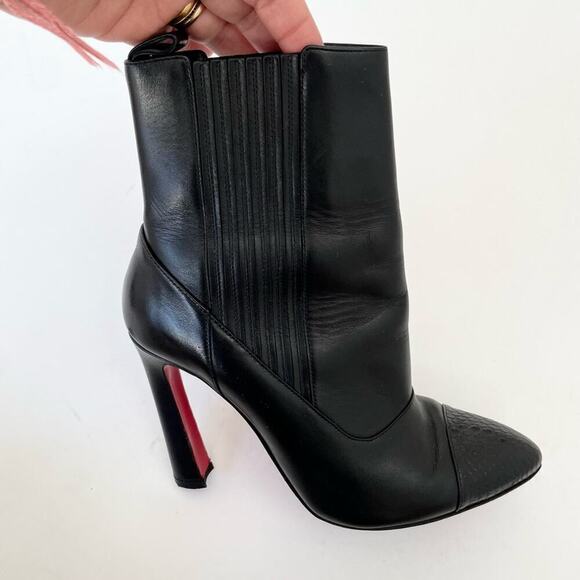 Christian Louboutin Me in the 90's 100 Black Leather Calf High Heels Boots EU 38 - Picture 4 of 8